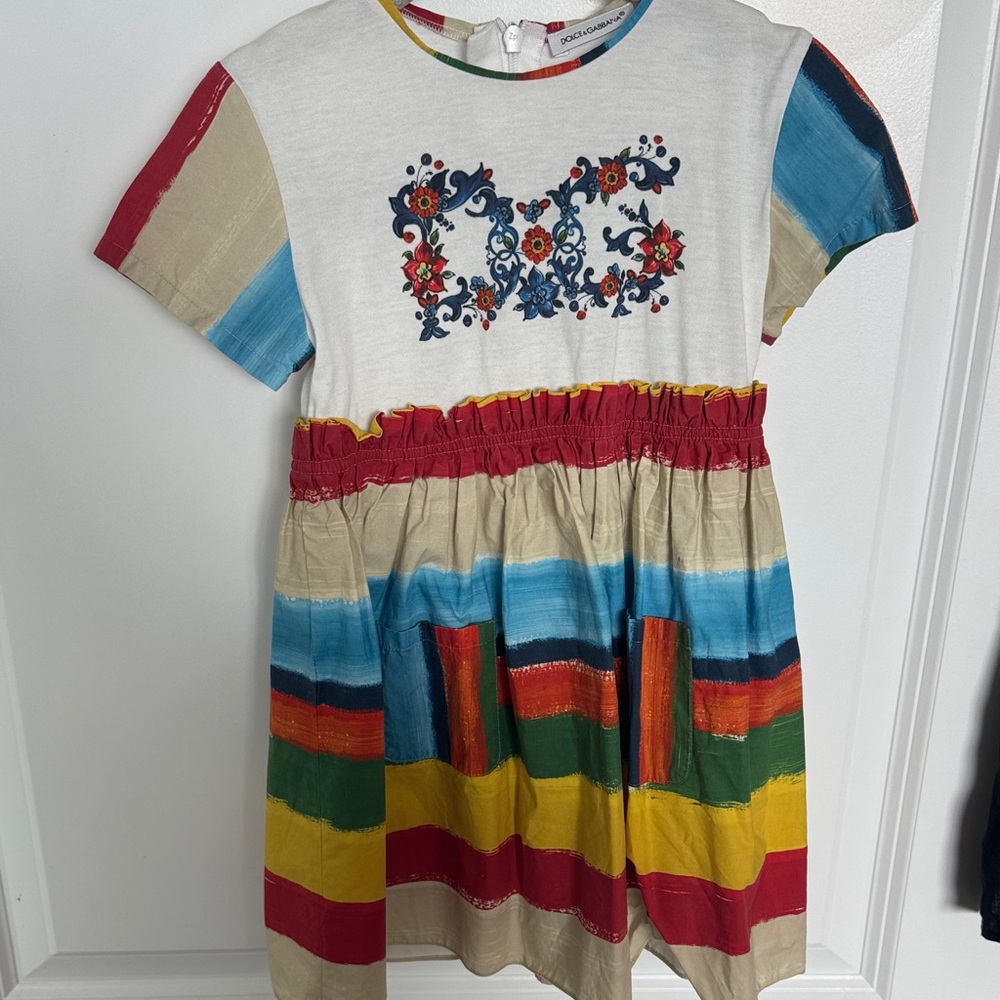 Dolce & Gabbana Multicolor Striped Kids Dress